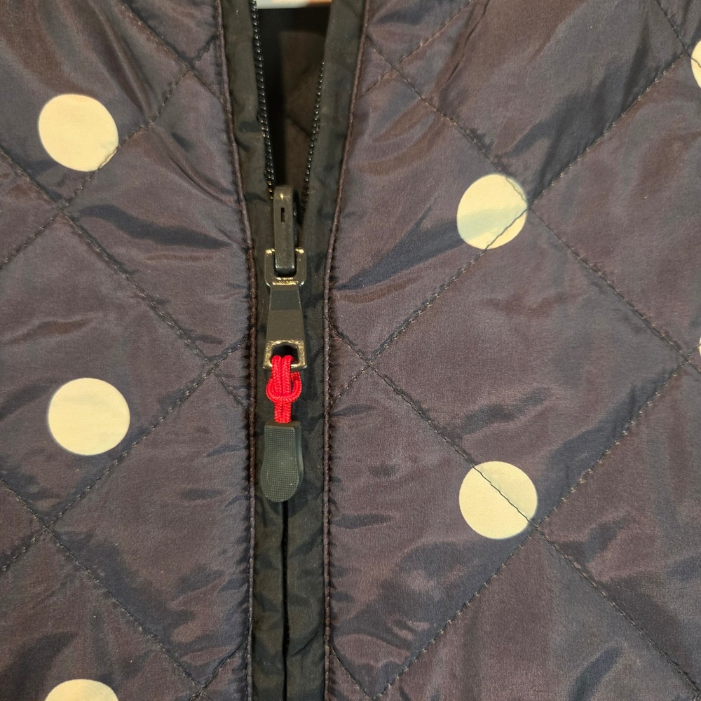 Banana Republic Vest Womens Large Reversible Quilted Puffer Vest Navy Polka Dot - Picture 10 of 11